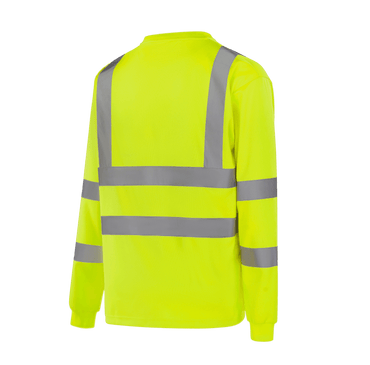 LEIPZIG WT301 hi-vis yellow long sleeve T-shirt for high visibility workwear, EN 20471 Class 3