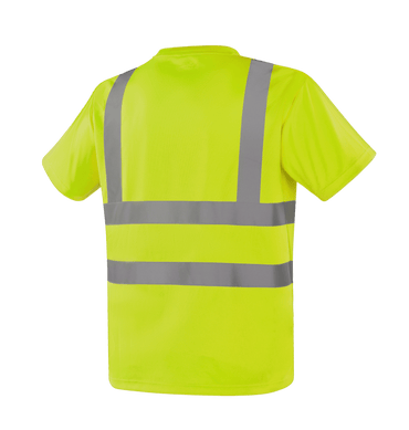 Hi-vis yellow WT201 NANTES short sleeve T-shirt, breathable 150gsm polyester bird's eye fabric, sewn reflective tape, EN 20471 Class 2