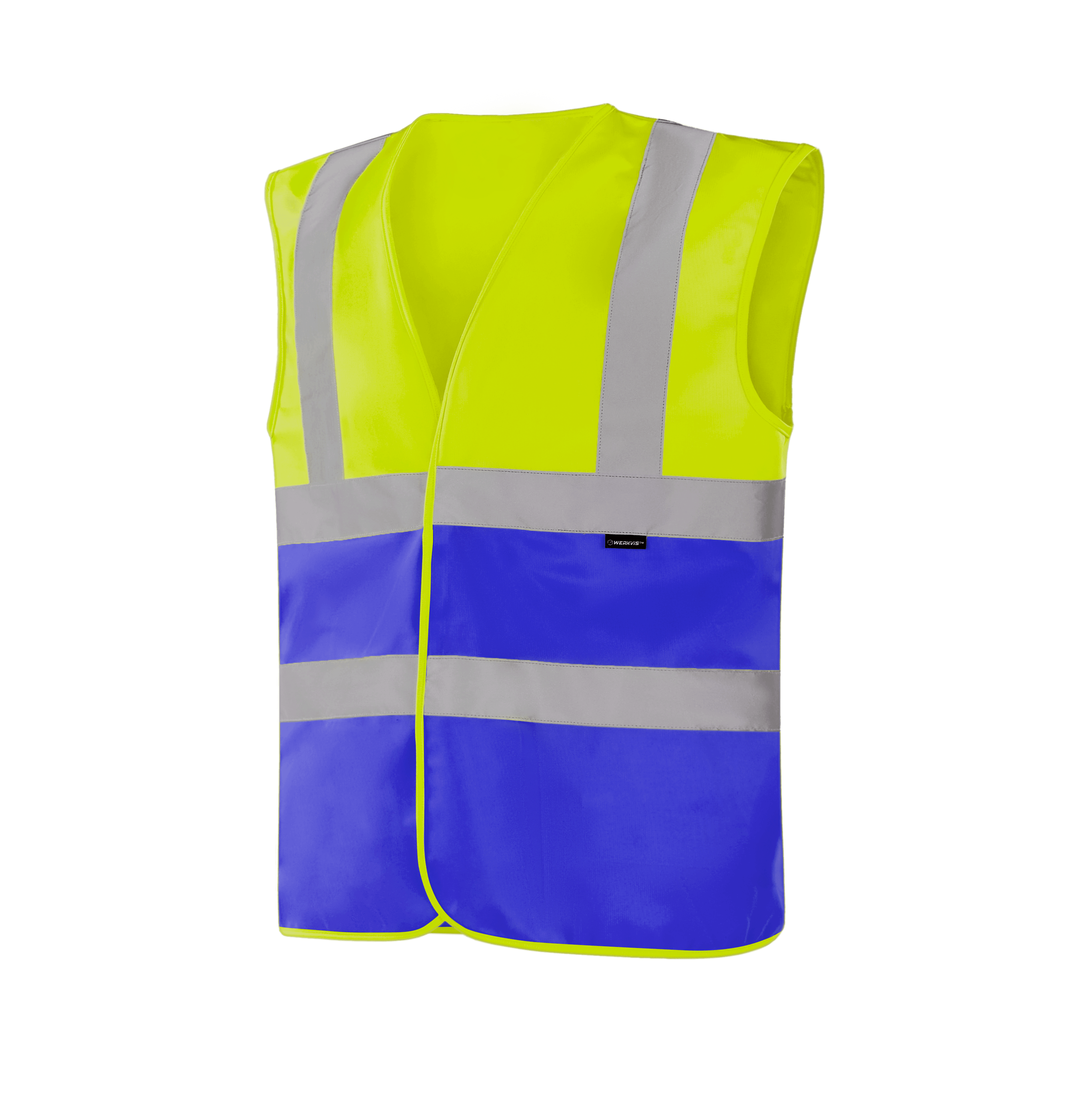 Hi-vis yellow-blue WV203 SAARBRUCKEN vest, lightweight workwear for visibility