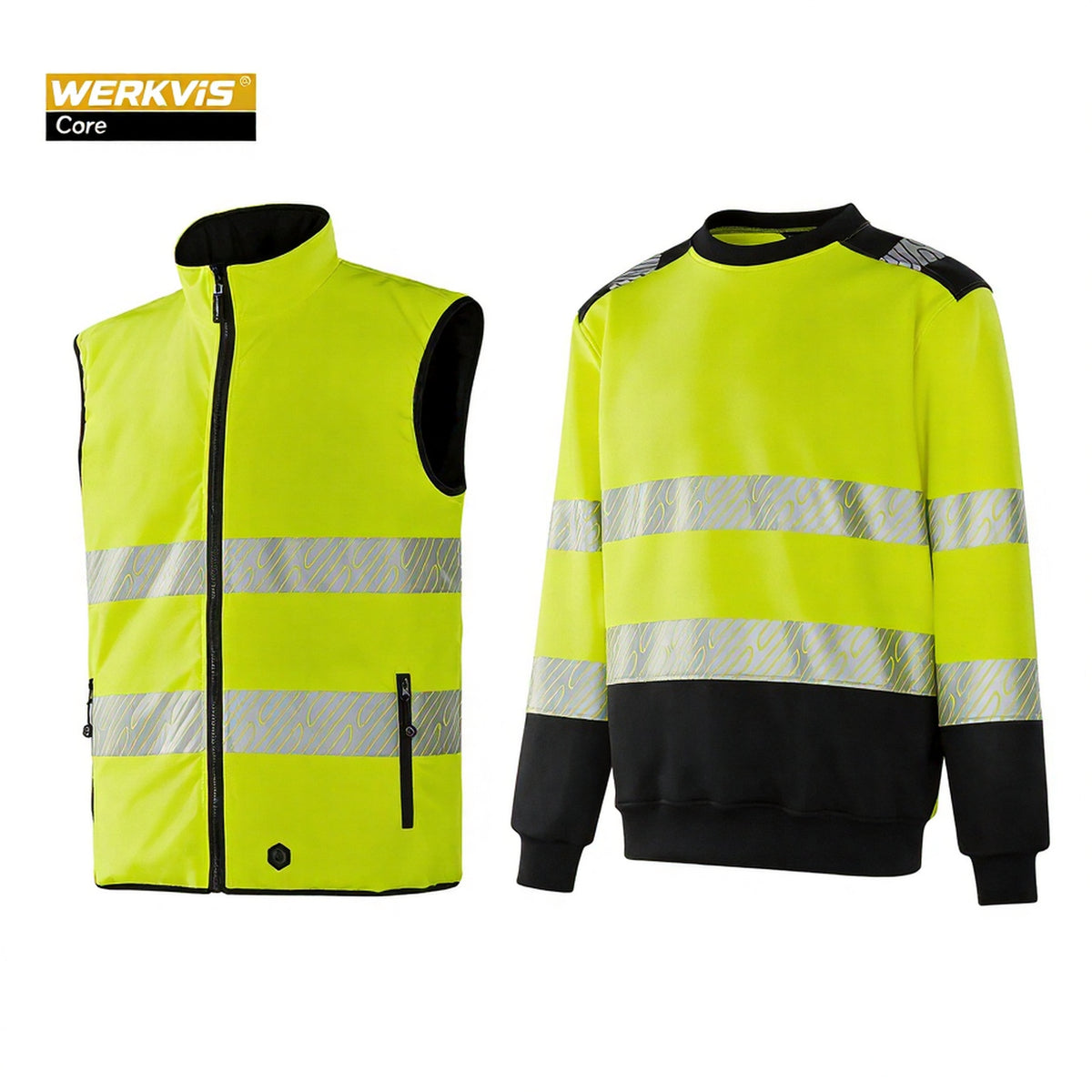 Hi-Vis Reversible Sleeveless Jacket & Stretch Sweatshirt Set - Werkvis