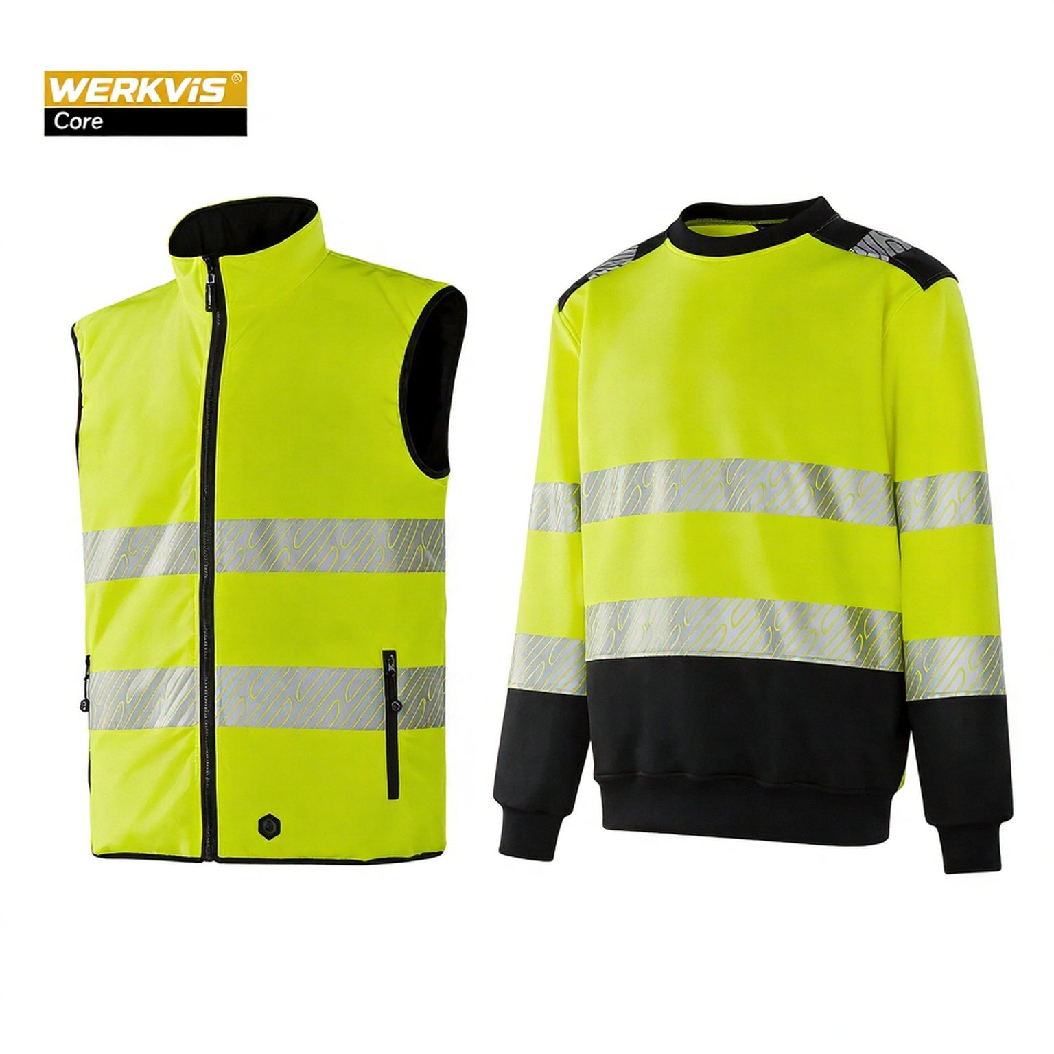 Hi-Vis Reversible Sleeveless Jacket & Stretch Sweatshirt Set - Werkvis