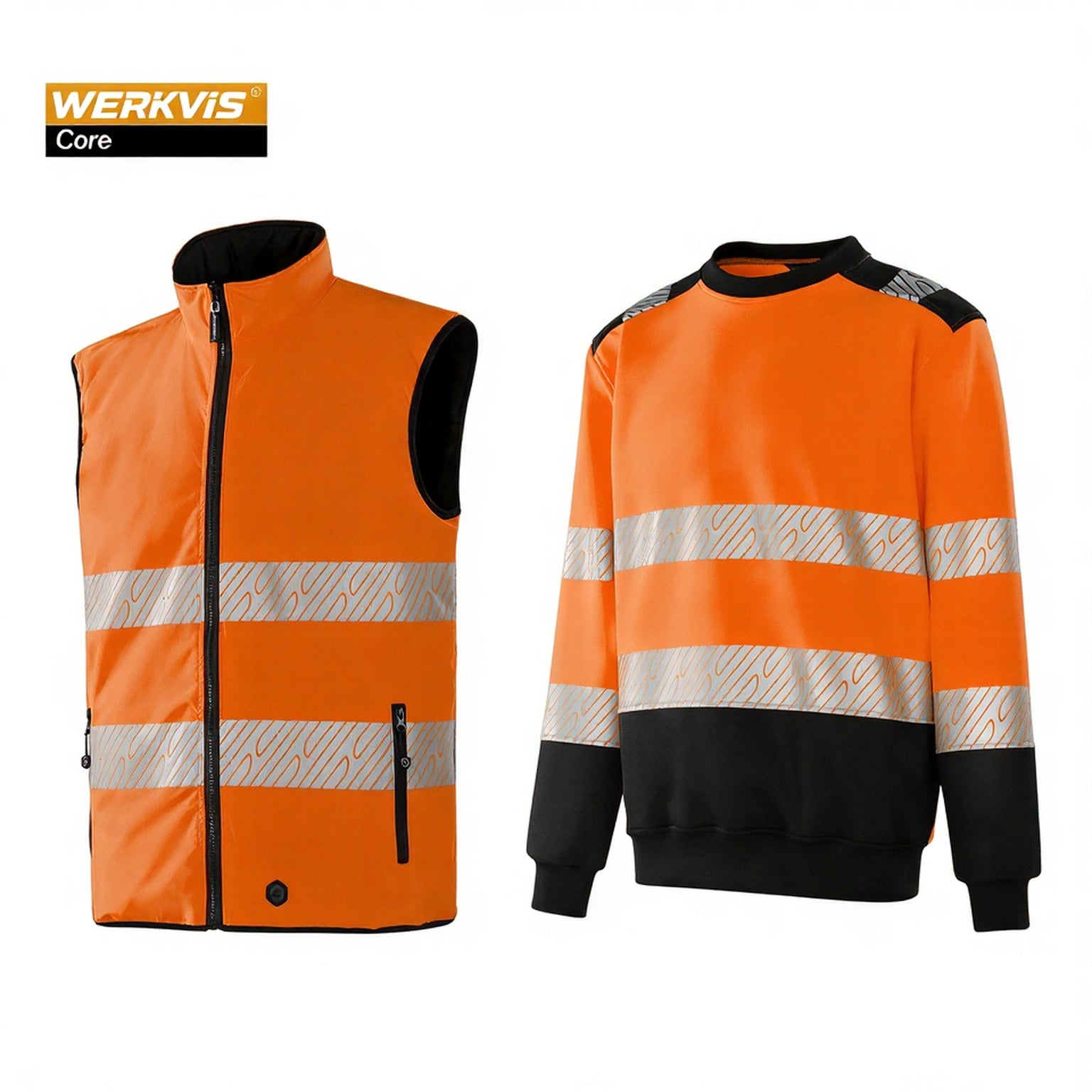 Hi-Vis Reversible Sleeveless Jacket & Stretch Sweatshirt Set - Werkvis