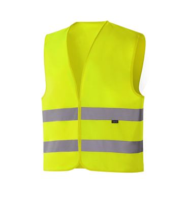 Hi-vis yellow WV201 GOTEBORG vest, 120gsm low-stretch yarn, velcro front, sewn reflective tape, EN ISO 20471 Class 2